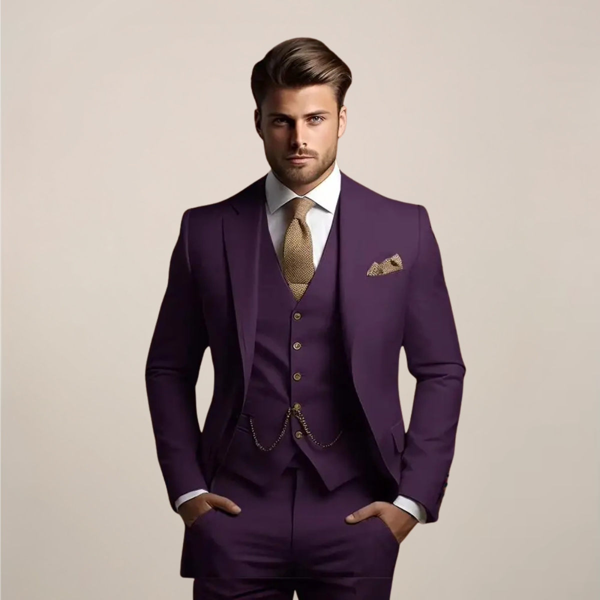 Driedelig slim fit pak