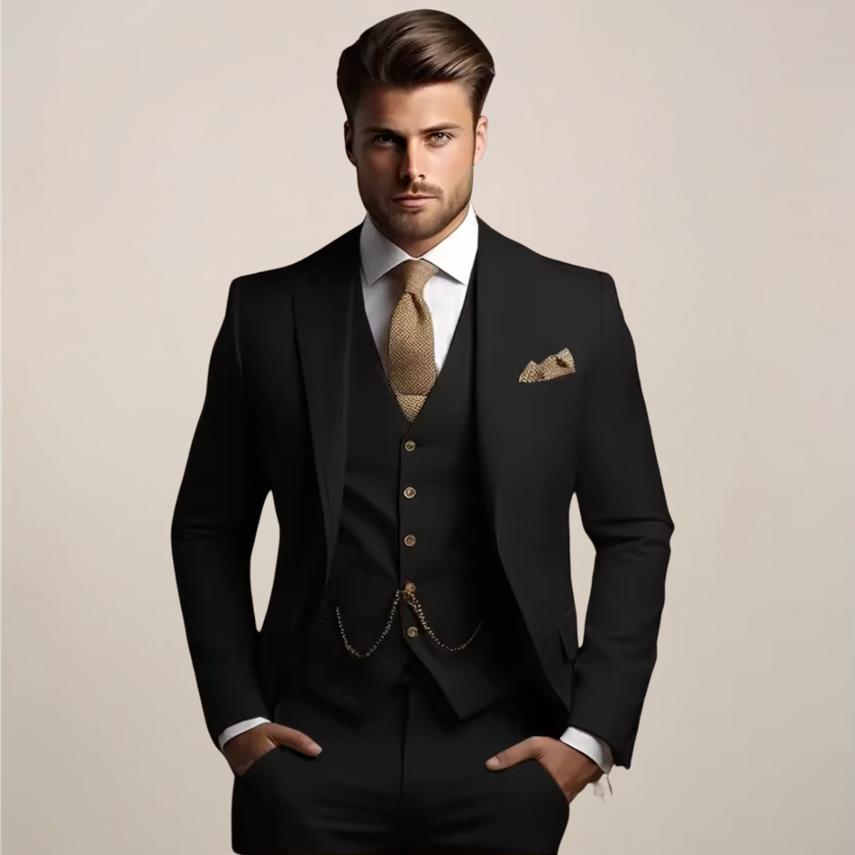 Driedelig slim fit pak