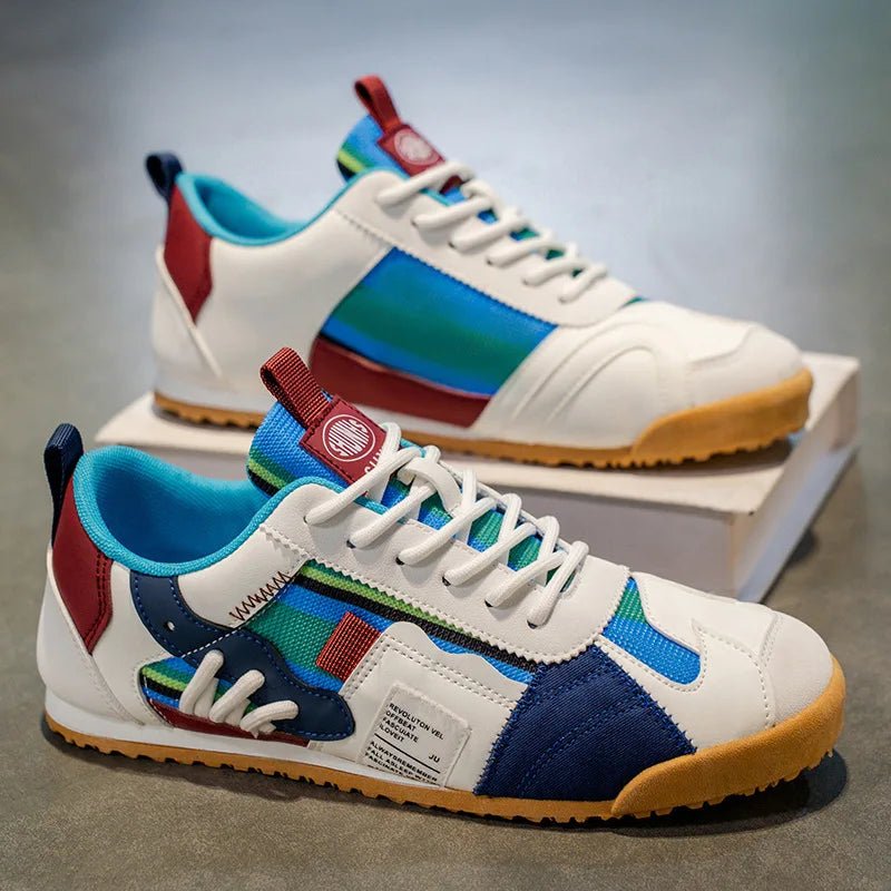 Duurzame patchwork utility sneakers voor heren voor trail- en straatavonturen