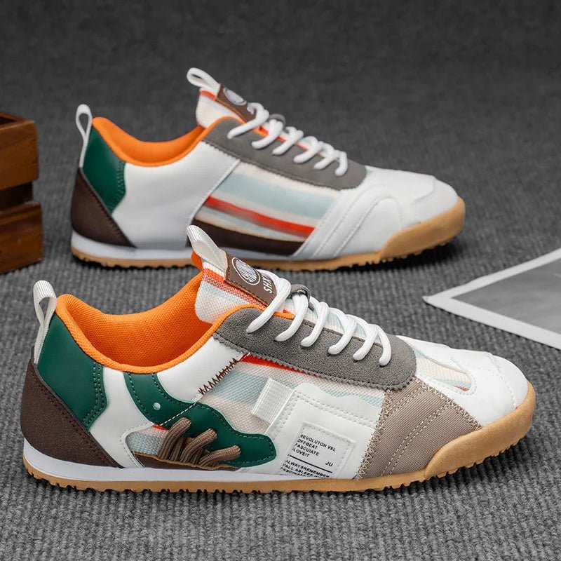 Duurzame patchwork utility sneakers voor heren voor trail- en straatavonturen