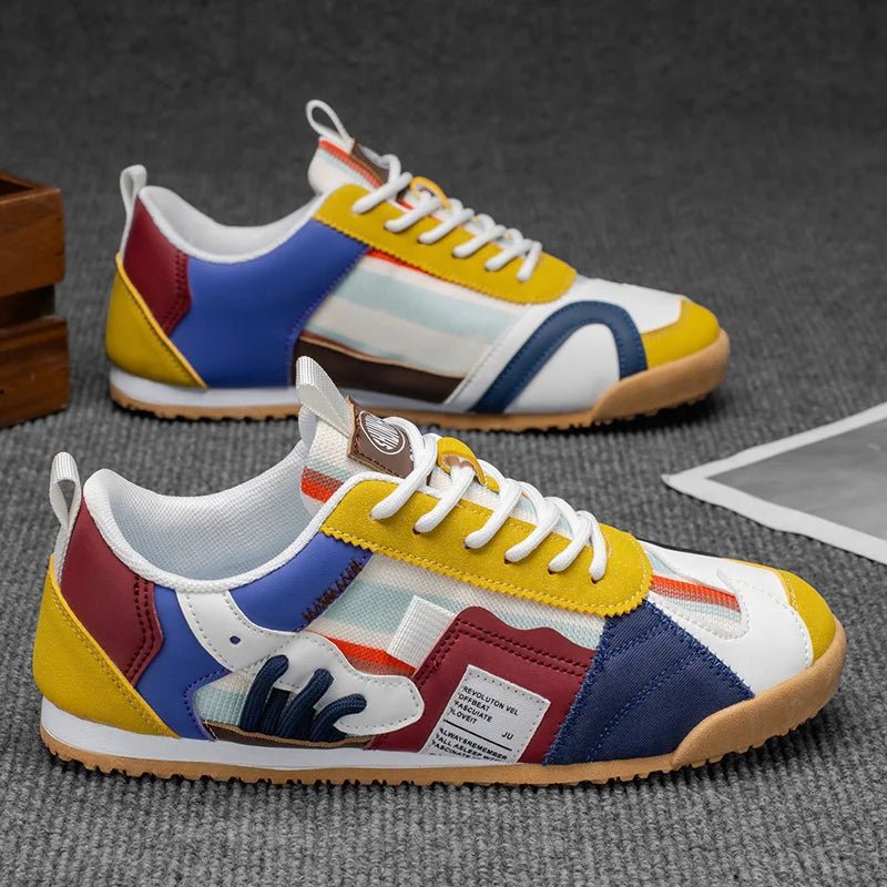 Duurzame patchwork utility sneakers voor heren voor trail- en straatavonturen