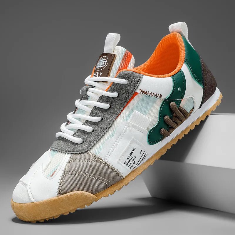 Duurzame patchwork utility sneakers voor heren voor trail- en straatavonturen
