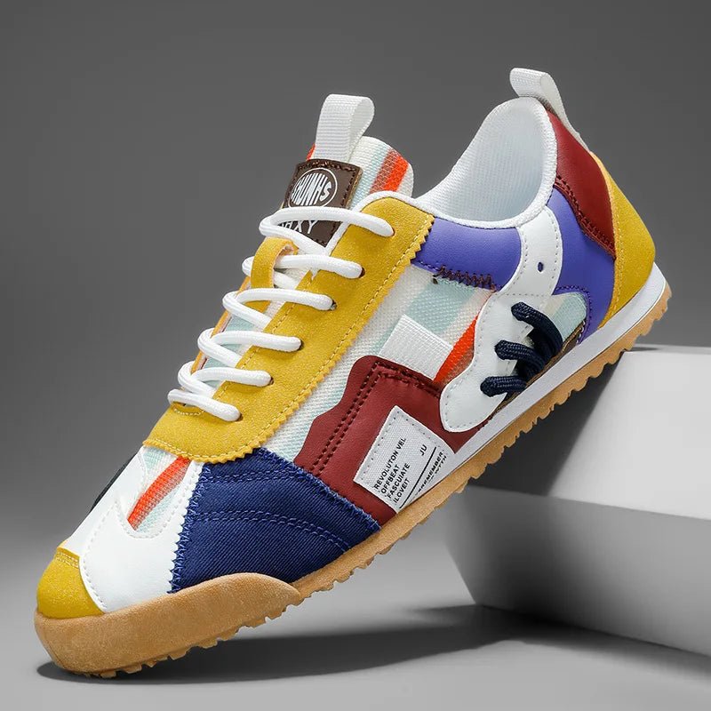 Duurzame patchwork utility sneakers voor heren voor trail- en straatavonturen