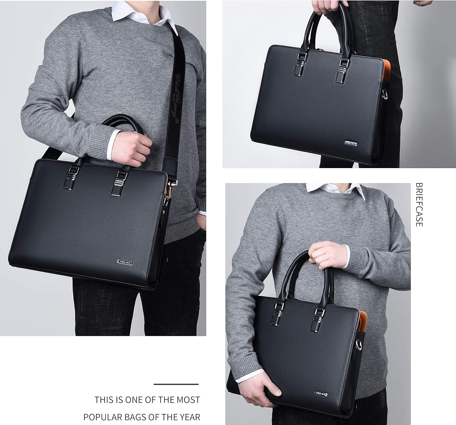 Echte Leren Multi-Compartment Zakenlaptoptas voor Professionals