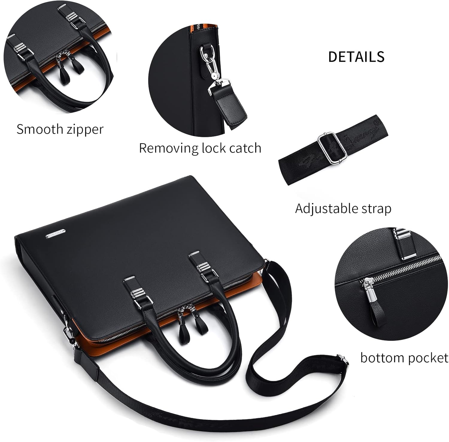 Echte Leren Multi-Compartment Zakenlaptoptas voor Professionals