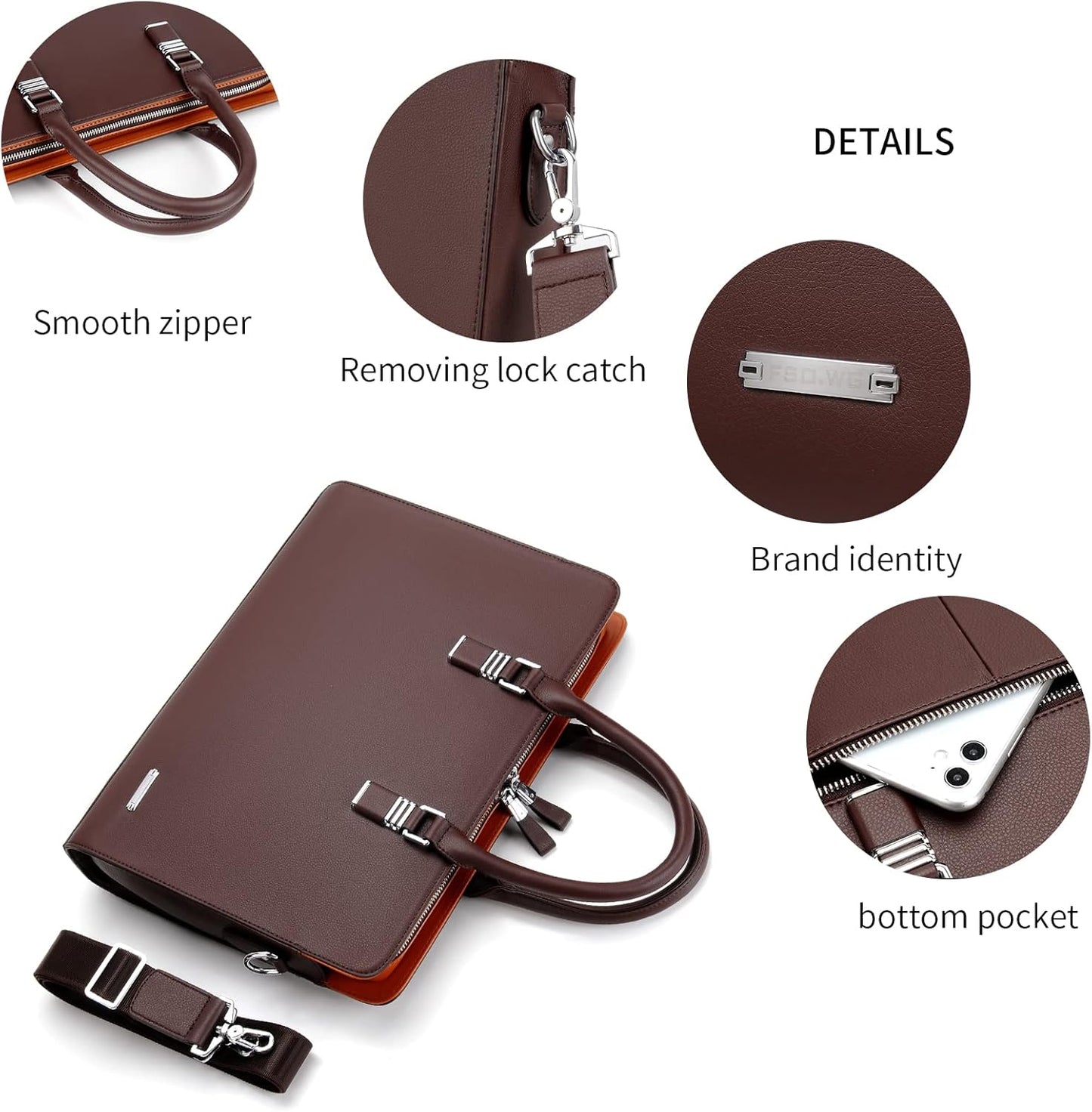 Echte Leren Multi-Compartment Zakenlaptoptas voor Professionals
