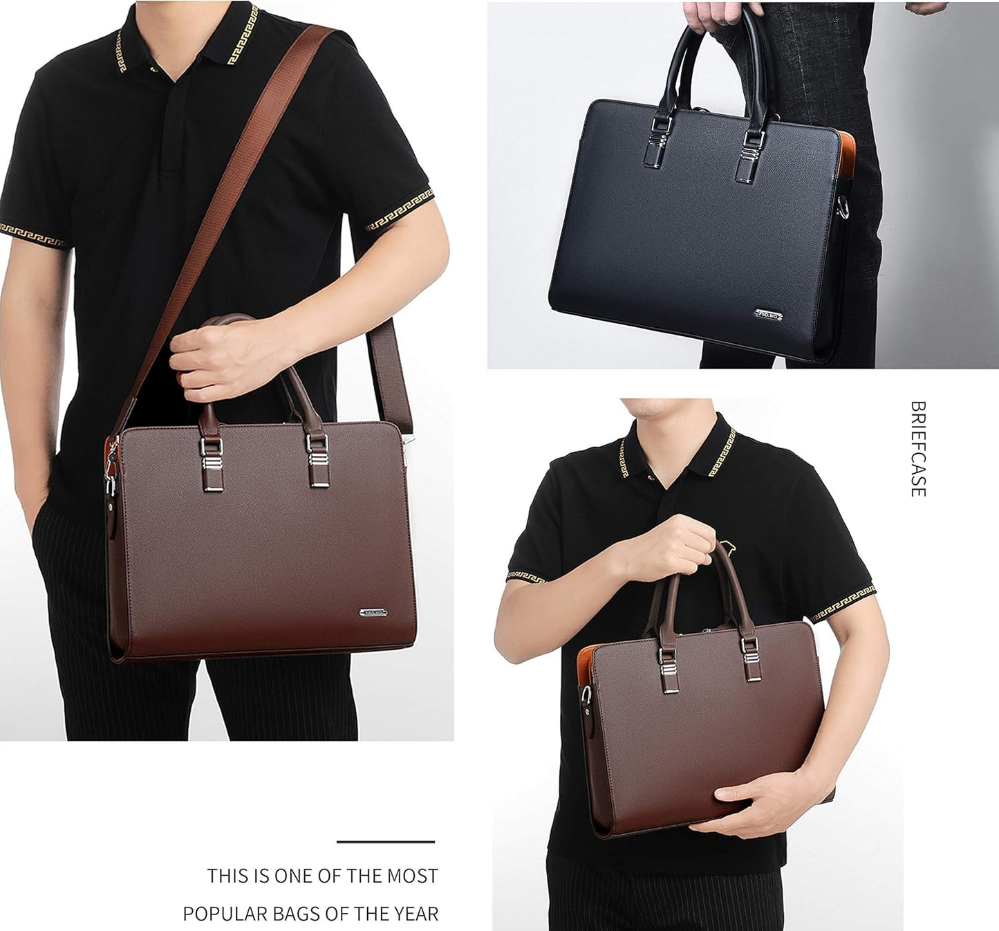 Echte Leren Multi-Compartment Zakenlaptoptas voor Professionals