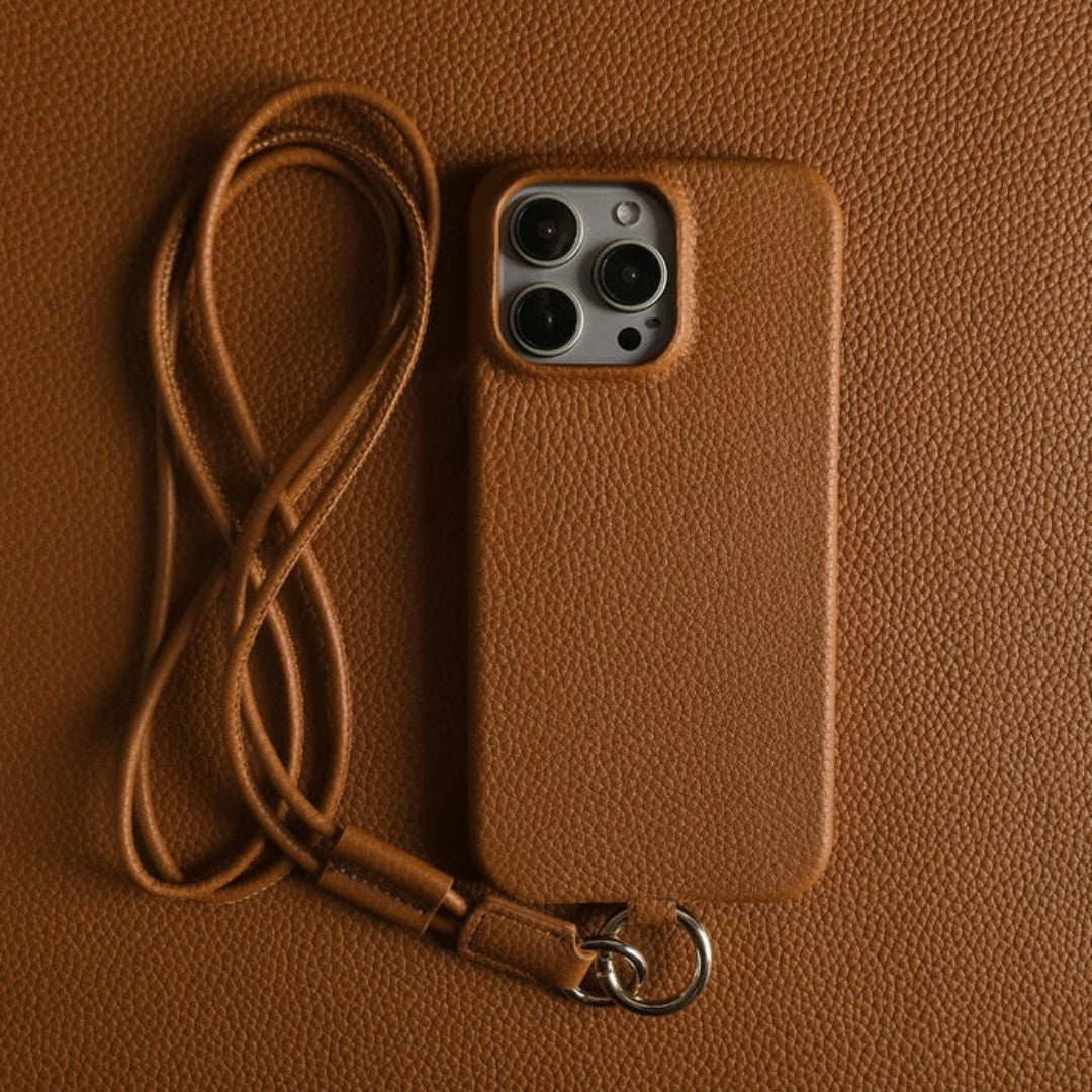 Echte Leren Telefoonhoes met Crossbody Strap