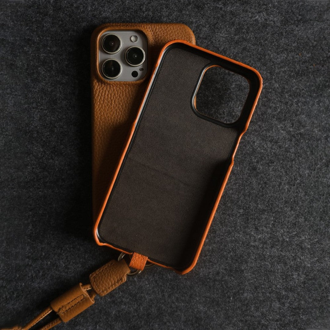Echte Leren Telefoonhoes met Crossbody Strap