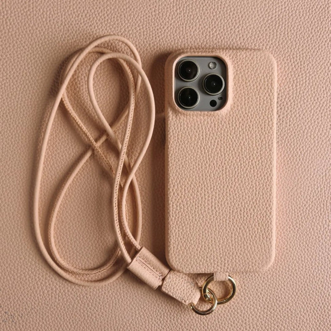 Echte Leren Telefoonhoes met Crossbody Strap