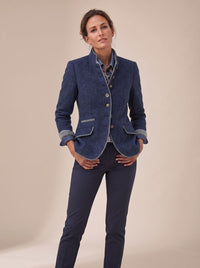 Elegant damesblazervest met opstaande kraag en knoopsluiting