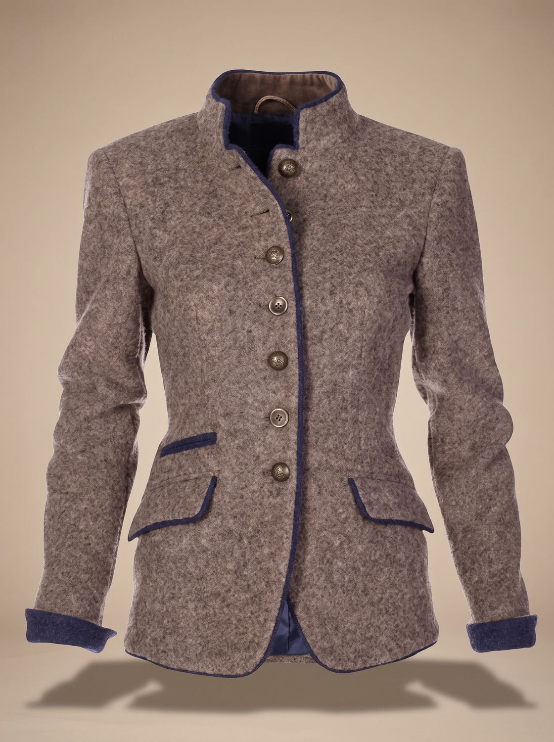Elegant damesblazervest met opstaande kraag en knoopsluiting