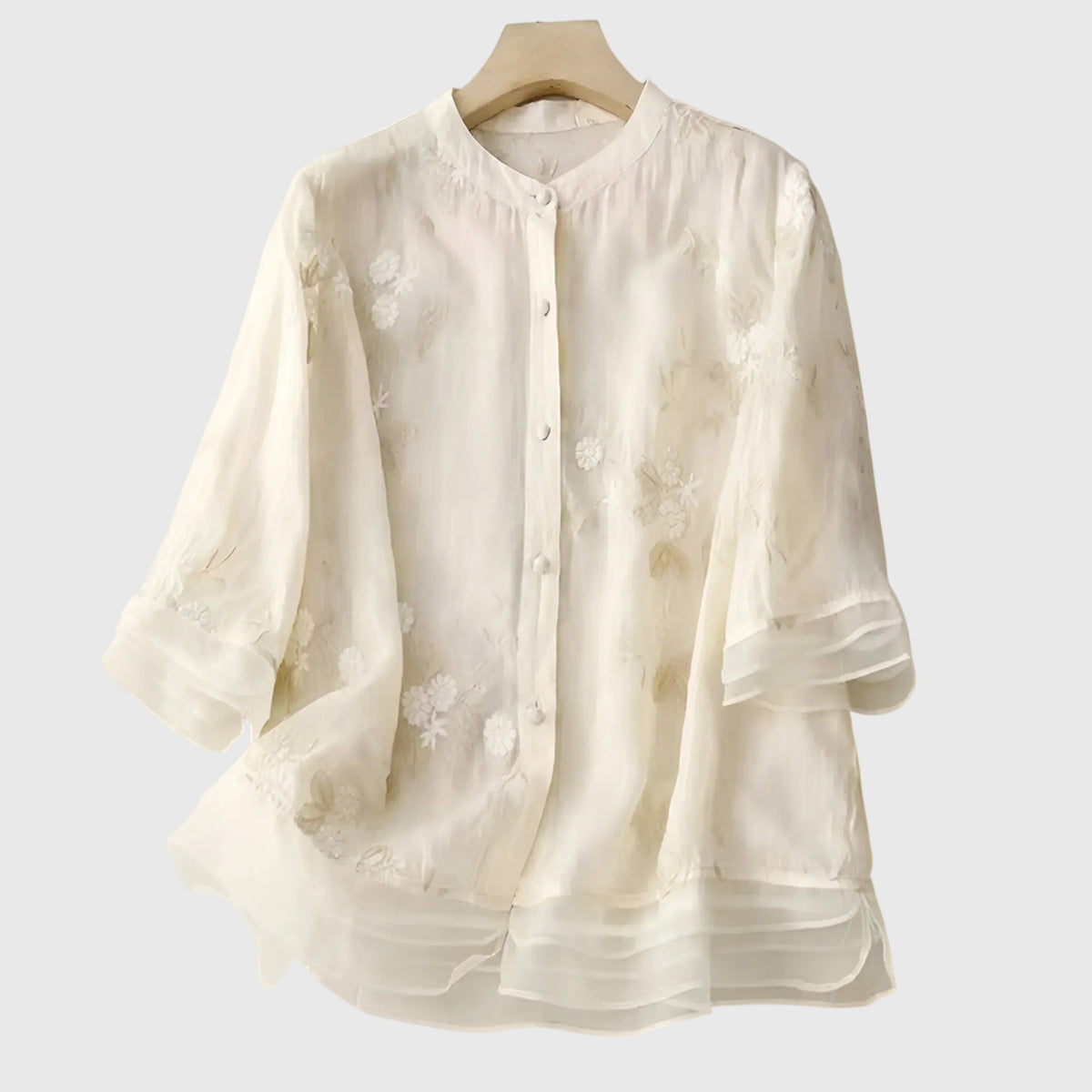Elegante damesblouse met bloemenborduursel