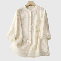 Elegante damesblouse met bloemenborduursel