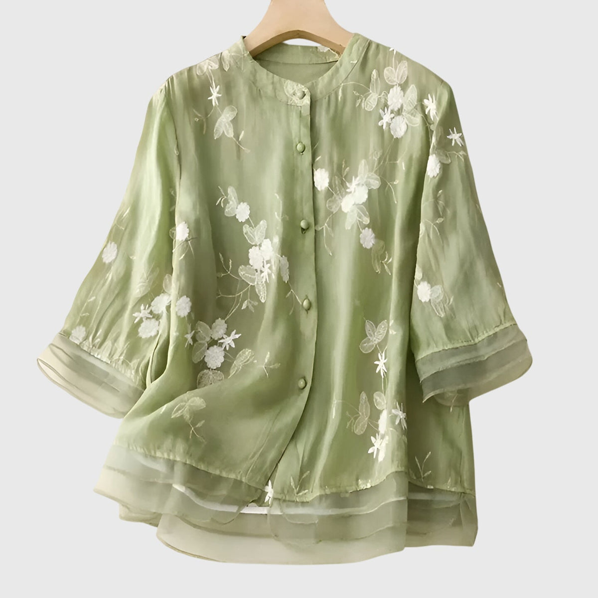 Elegante damesblouse met bloemenborduursel