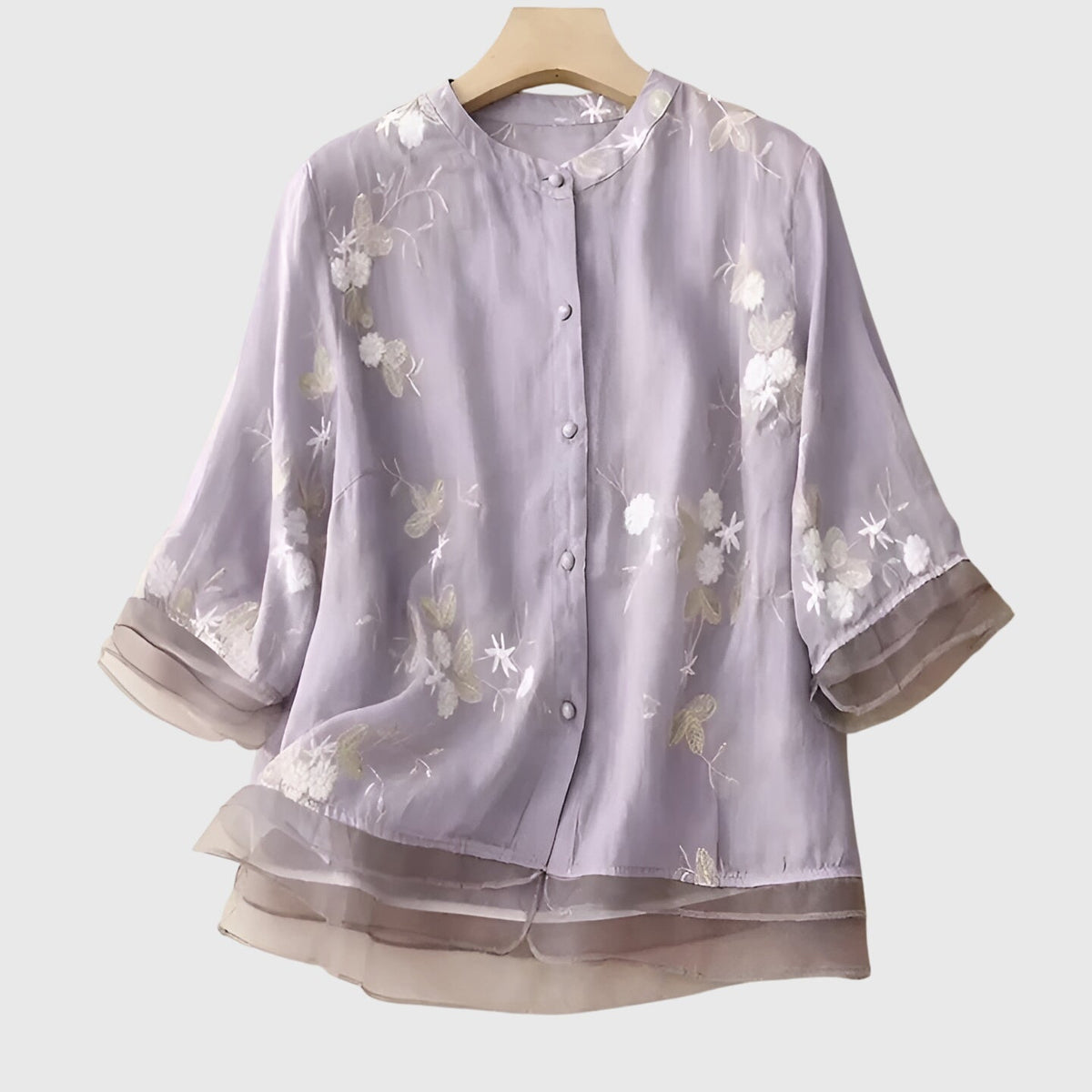 Elegante damesblouse met bloemenborduursel