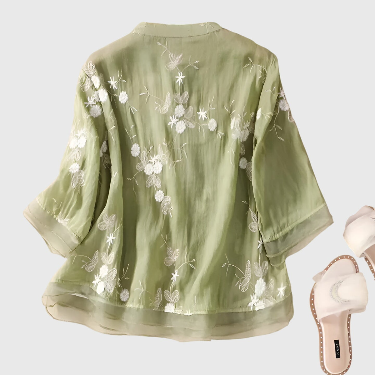 Elegante damesblouse met bloemenborduursel