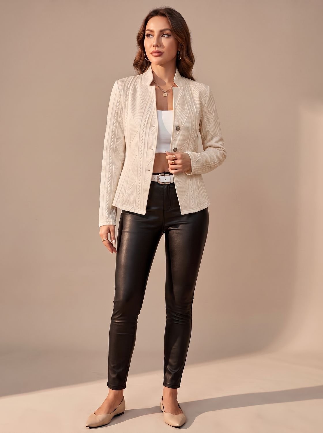 Elegante dameswinterjas - Gestructureerd jasje met textuur en knoopsluiting