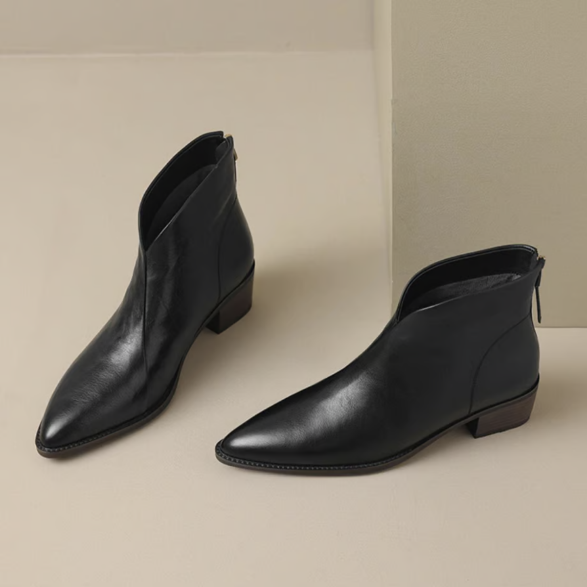 Elegante enkellaarsjes met ritssluiting aan de achterkant