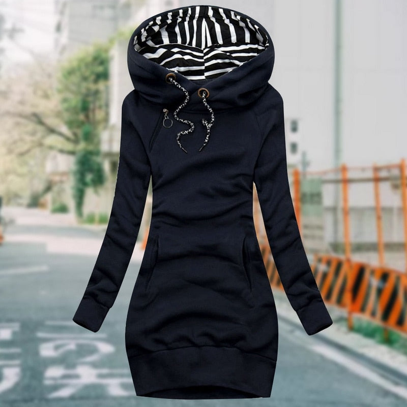 Elegante Hoodie Lange Mouwen Jurk