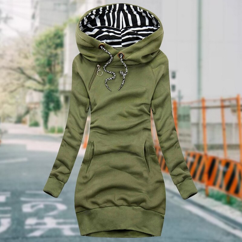 Elegante Hoodie Lange Mouwen Jurk