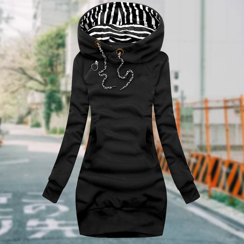 Elegante Hoodie Lange Mouwen Jurk