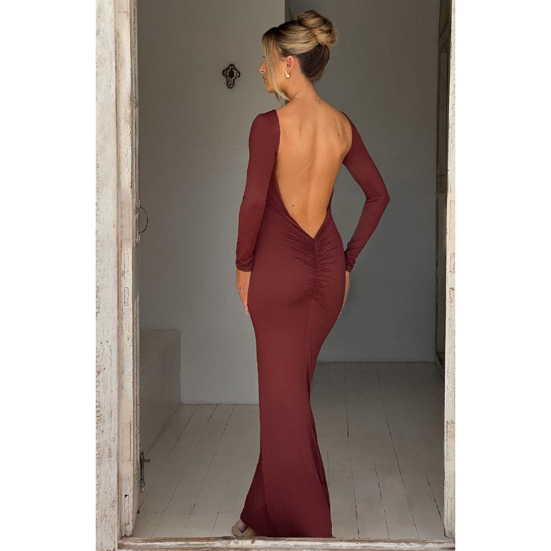 Elegante Rugloze Lange Jurk Anya