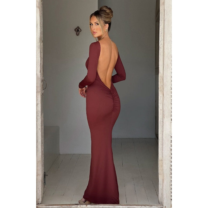 Elegante Rugloze Lange Jurk Anya