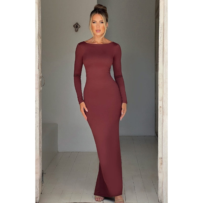 Elegante Rugloze Lange Jurk Anya