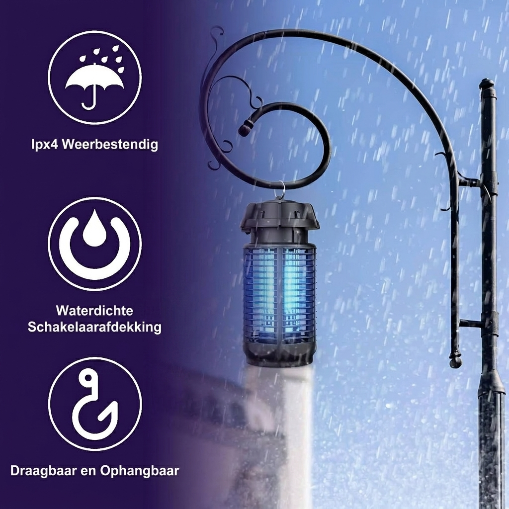 Elektrische Insectenverdelger met 20W UV-licht en 4200V Voeding, IPX4 Waterdicht