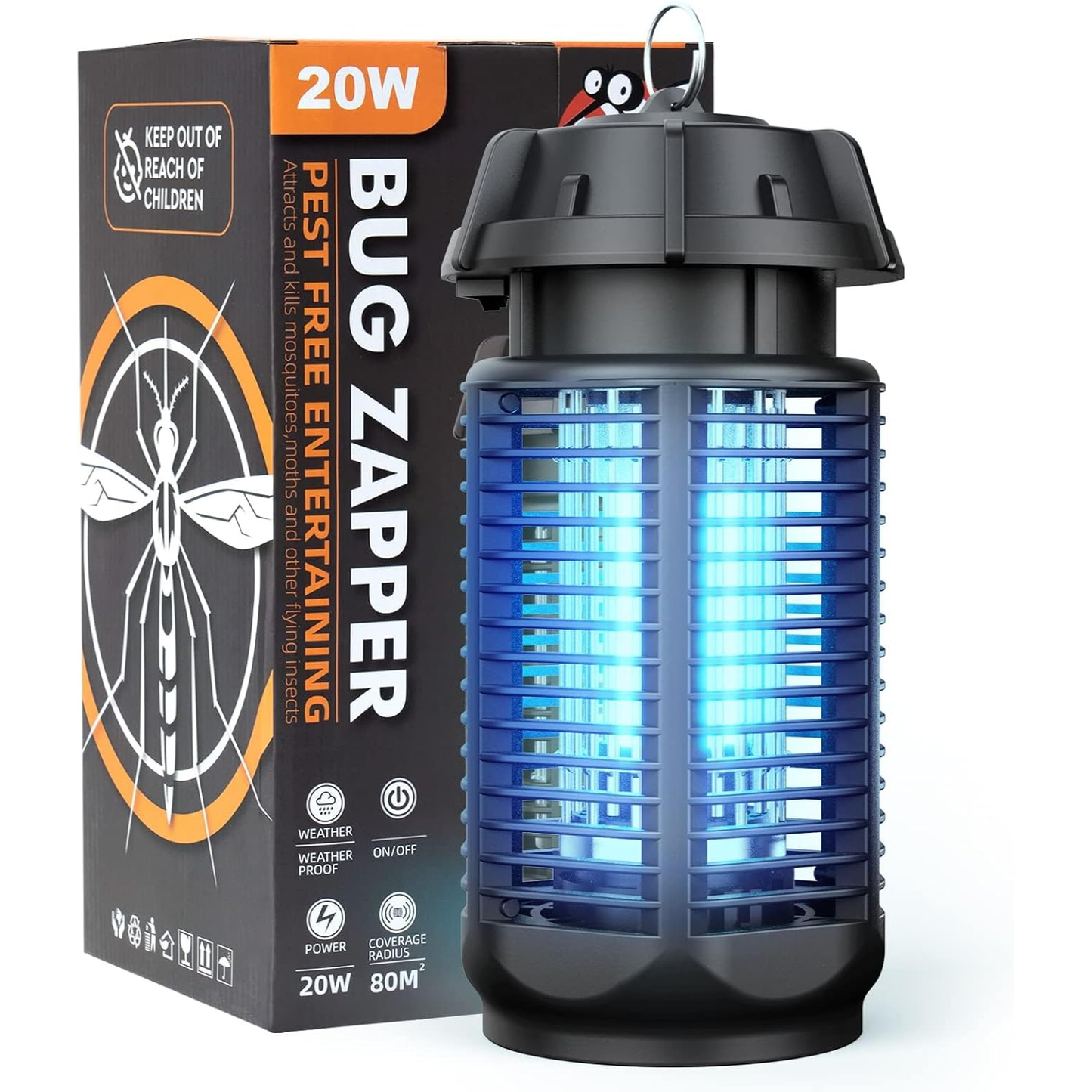 Elektrische Insectenverdelger met 20W UV-licht en 4200V Voeding, IPX4 Waterdicht