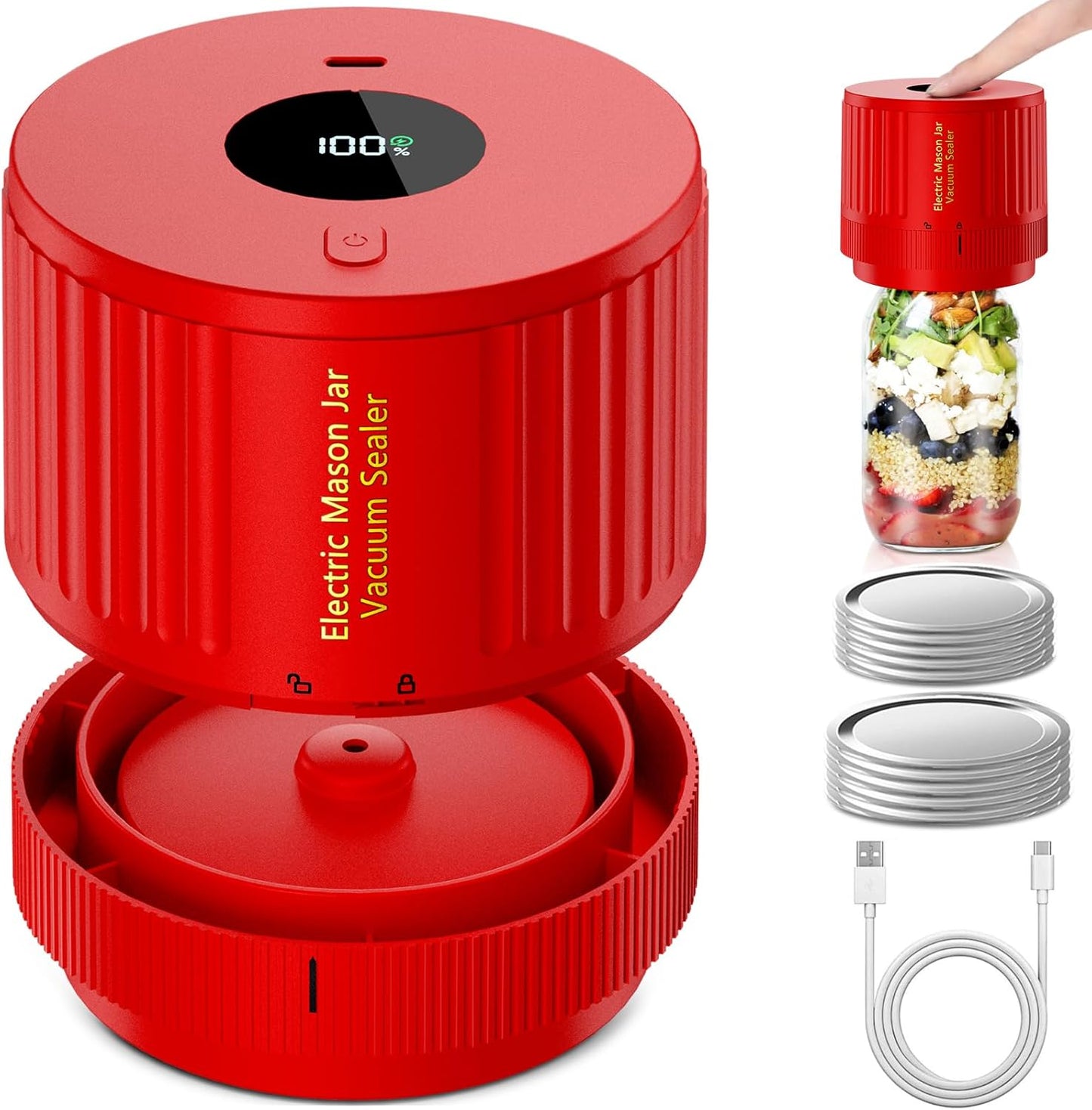 Elektrische Mason Jar Vacuüm Sealer Kit - Houd Versheid Snel!