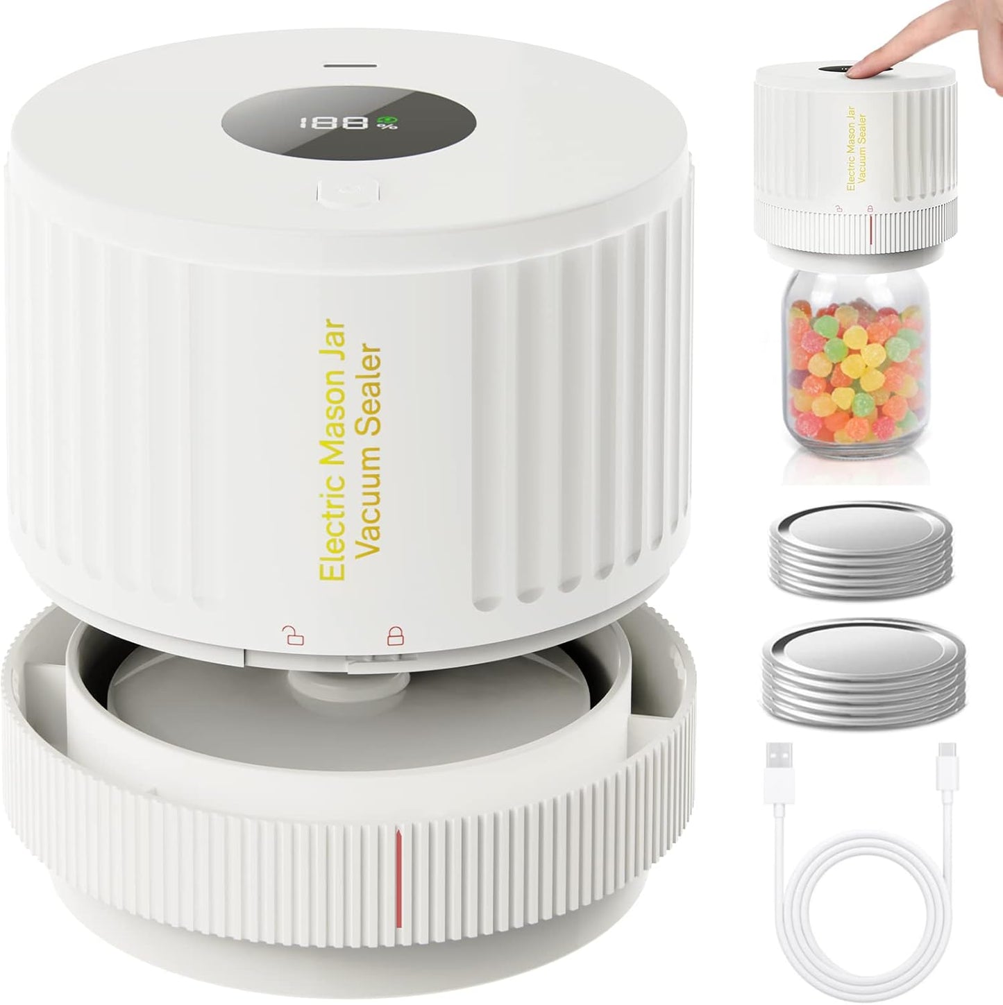 Elektrische Mason Jar Vacuüm Sealer Kit - Houd Versheid Snel!