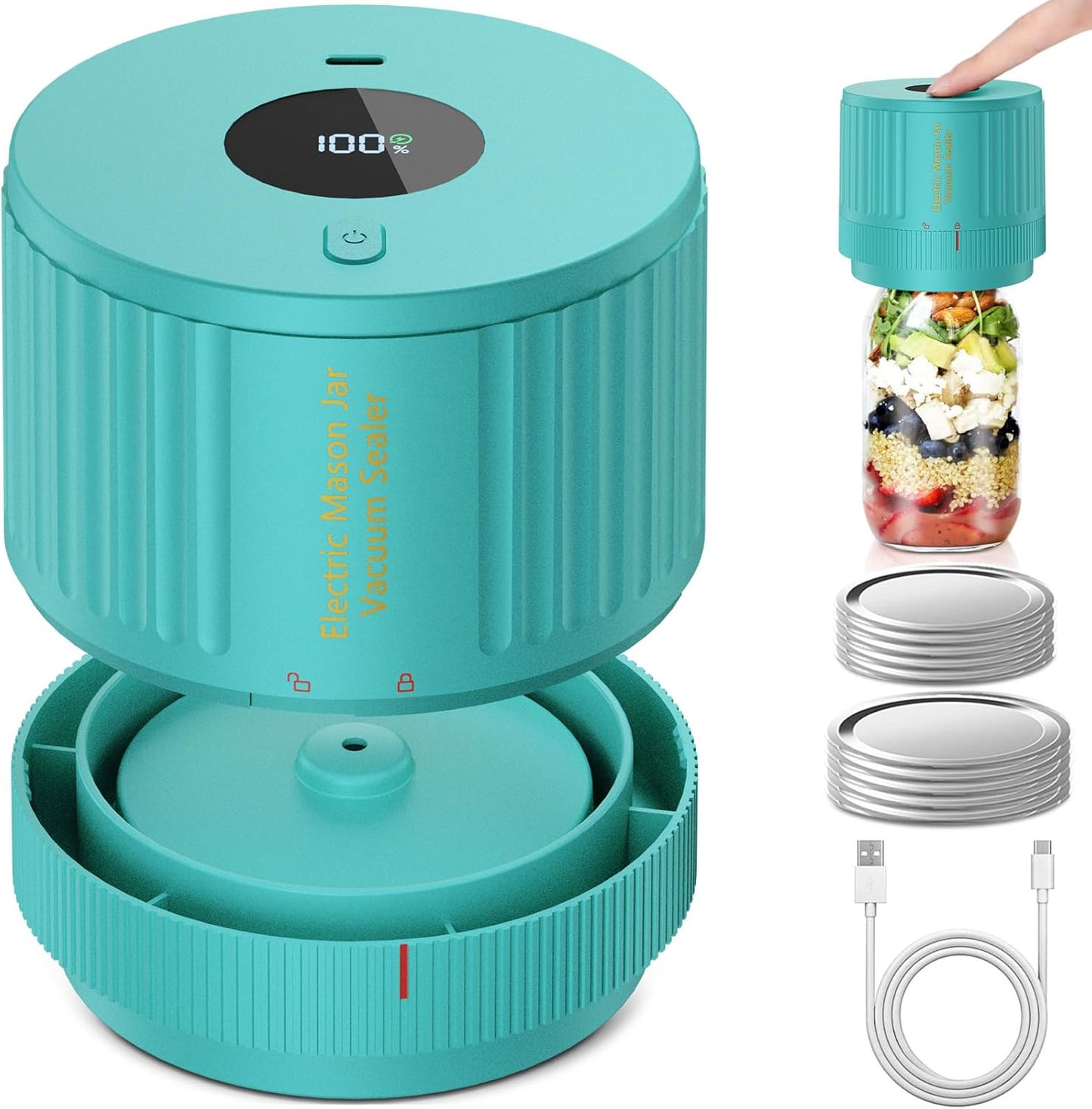 Elektrische Mason Jar Vacuüm Sealer Kit - Houd Versheid Snel!