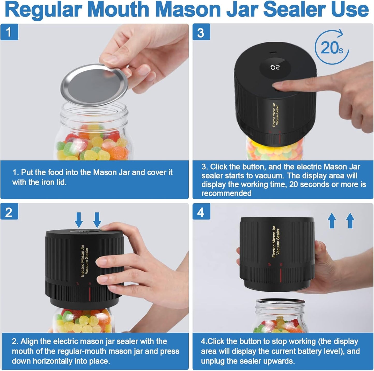 Elektrische Mason Jar Vacuüm Sealer Kit - Houd Versheid Snel!
