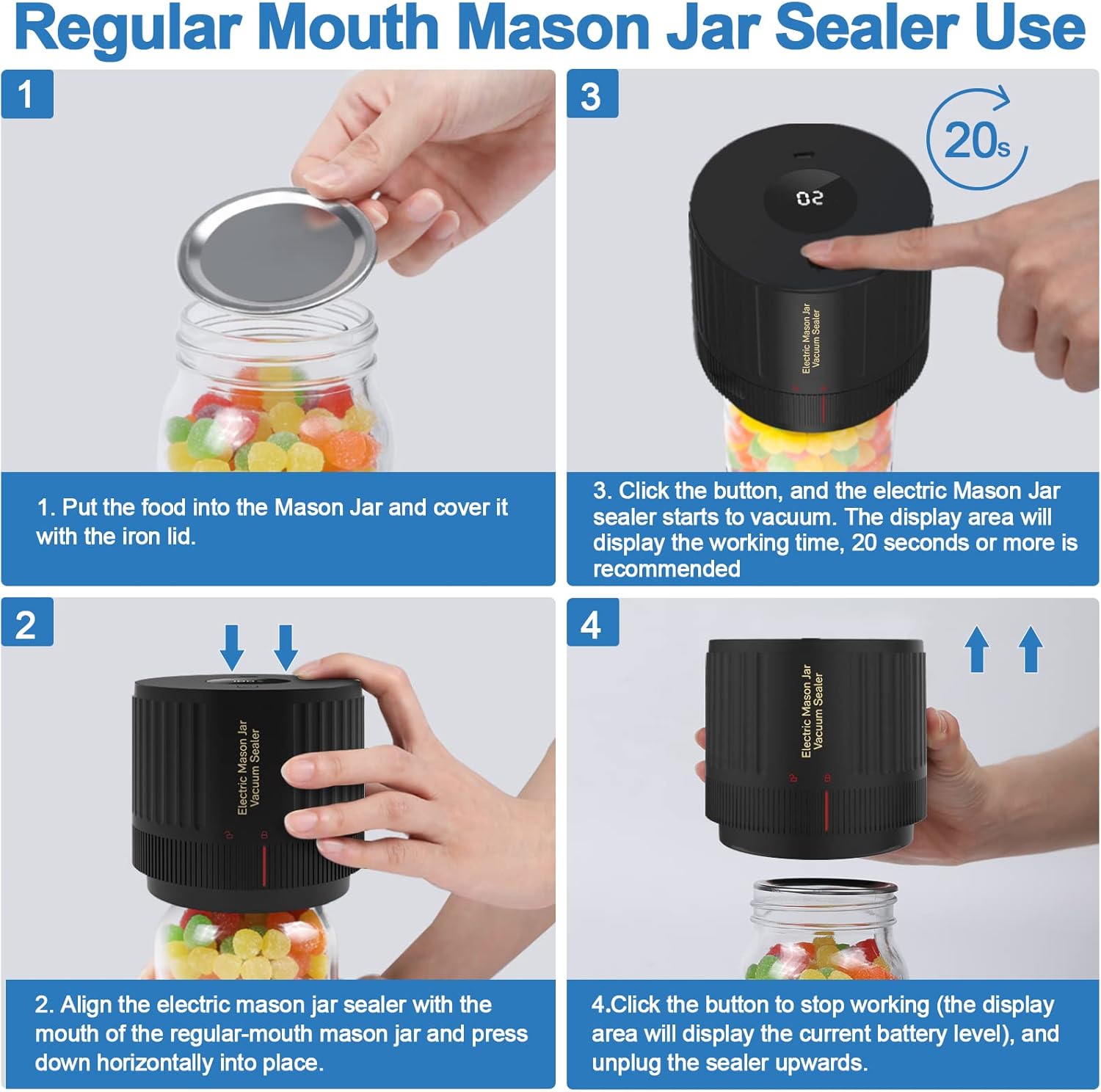 Elektrische Mason Jar Vacuüm Sealer Kit - Houd Versheid Snel!
