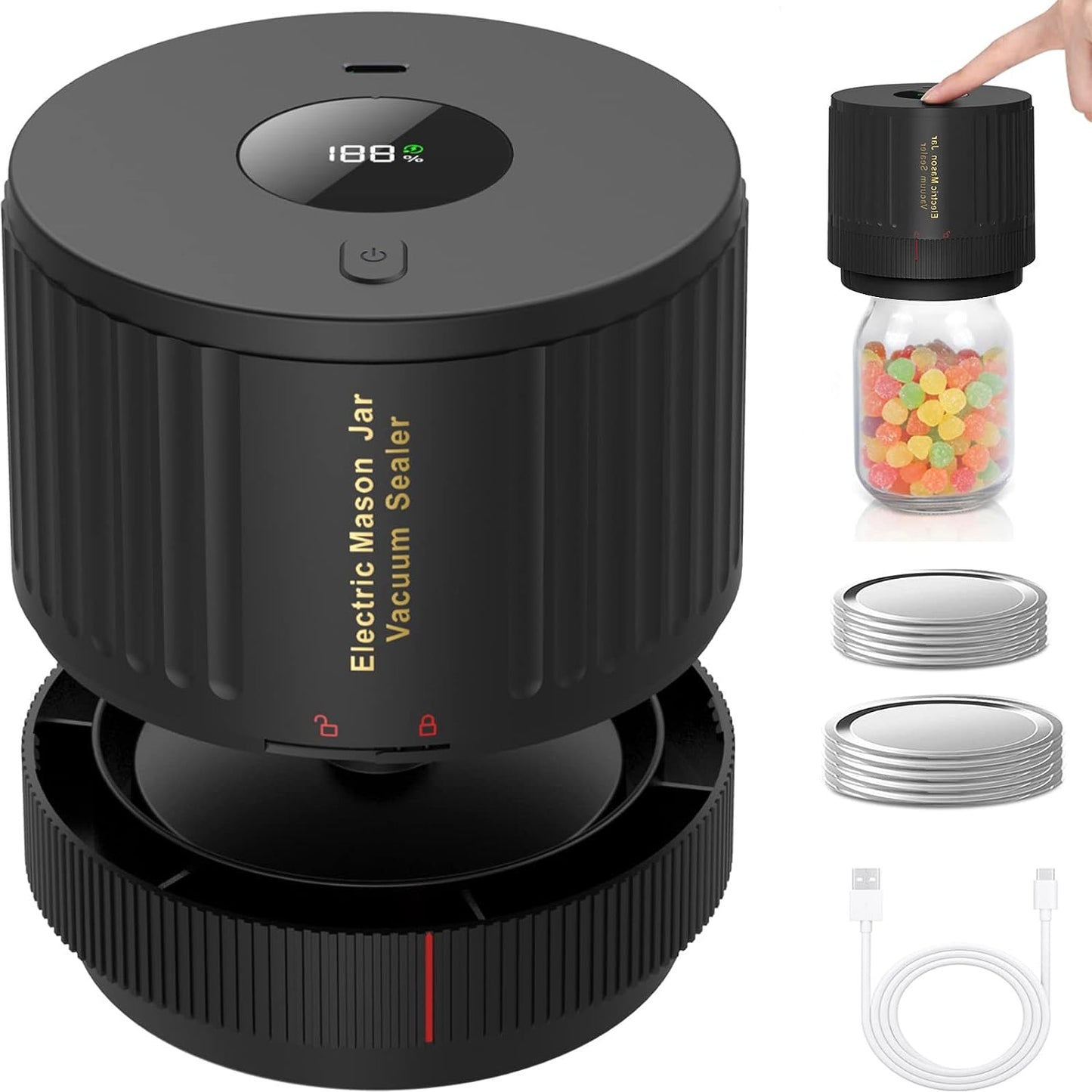 Elektrische Mason Jar Vacuüm Sealer Kit - Houd Versheid Snel!