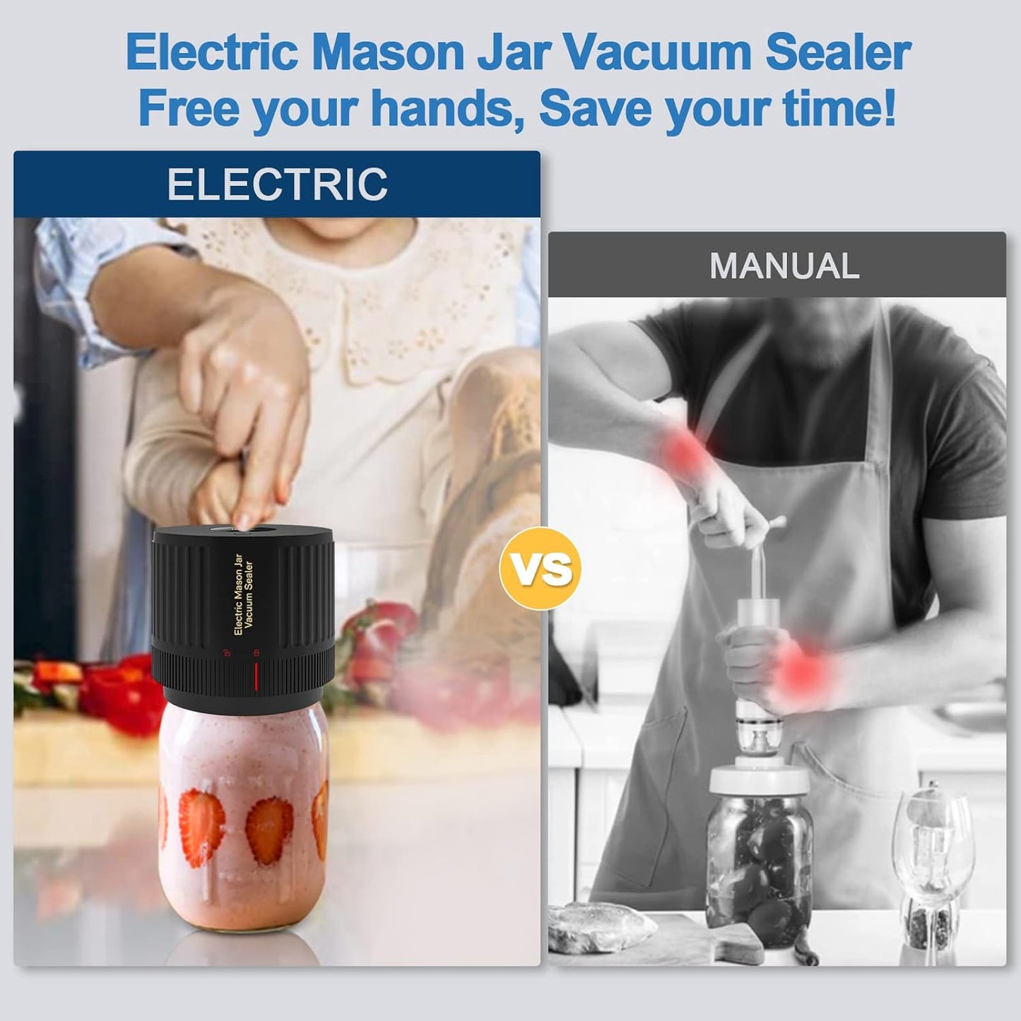 Elektrische Mason Jar Vacuüm Sealer Kit - Houd Versheid Snel!