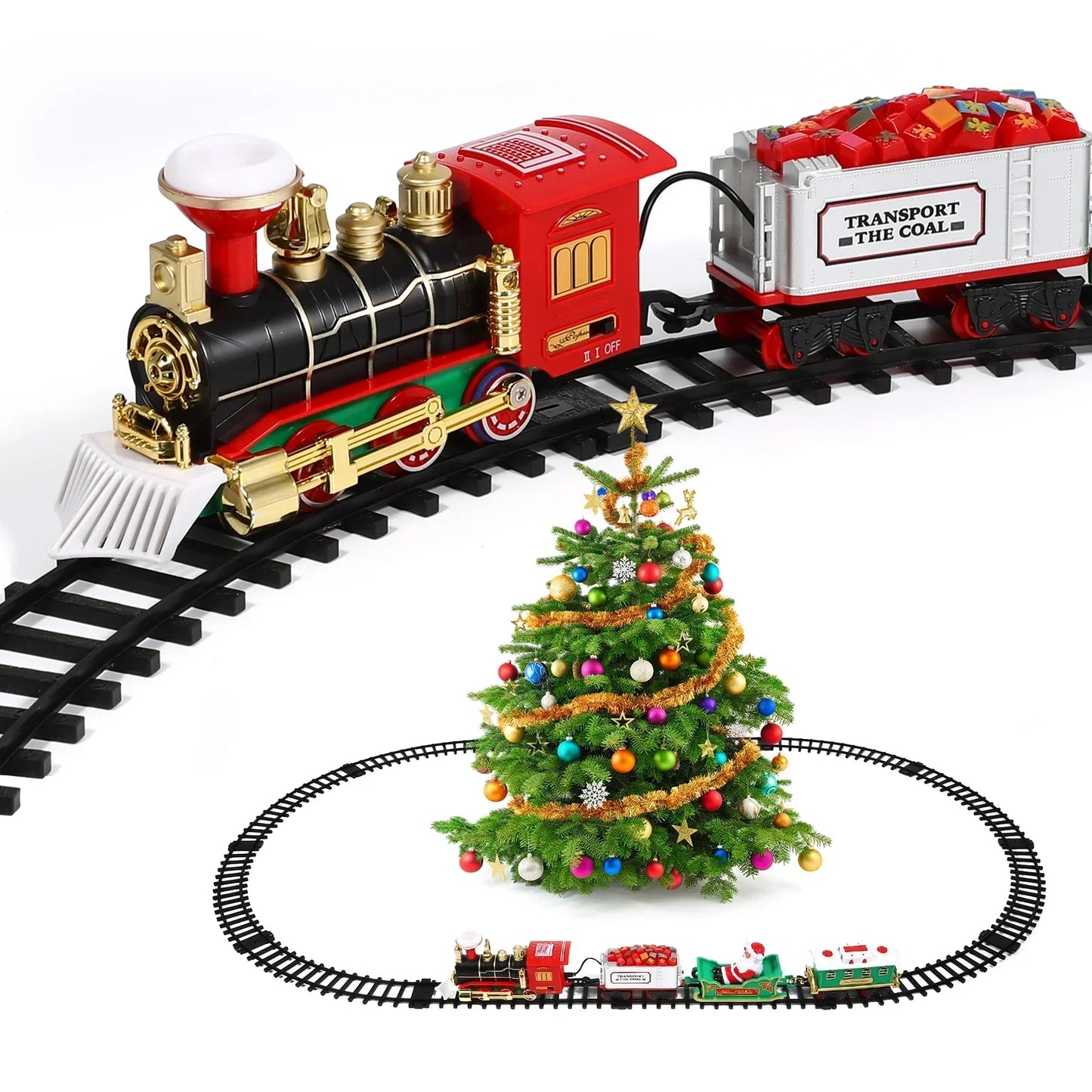 Elektrische Treinset voor Kinderen – Met Rookeffect, Lichten & Realistische Geluiden (Kerstcadeau)