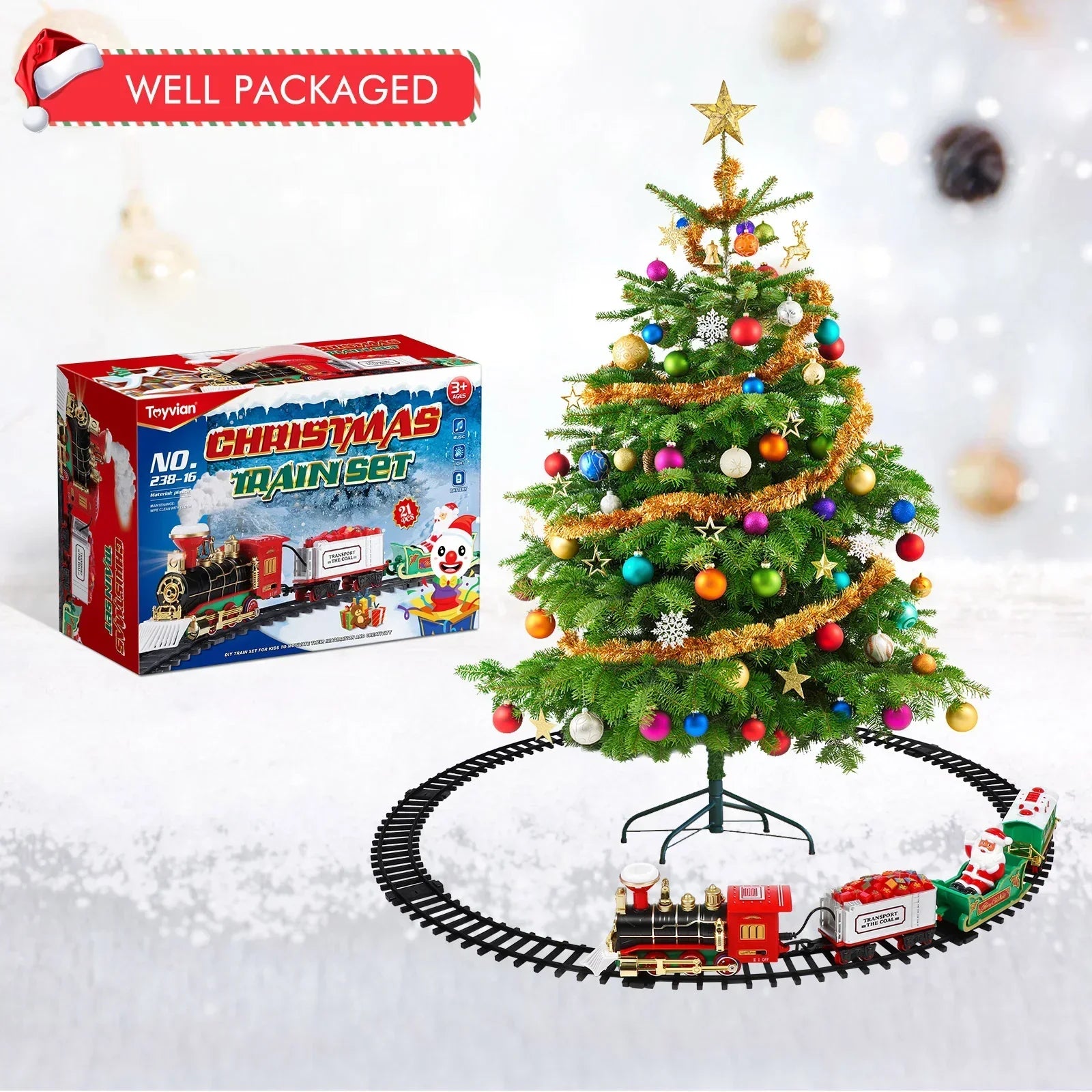 Elektrische Treinset voor Kinderen – Met Rookeffect, Lichten & Realistische Geluiden (Kerstcadeau)