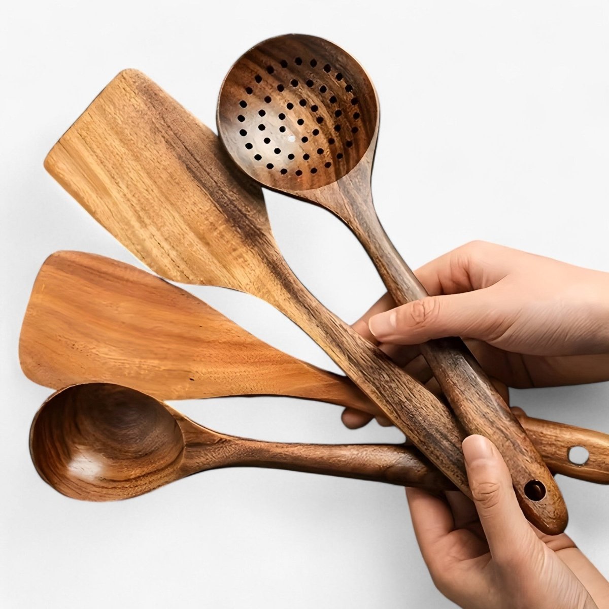 Emeja | 11-delige Hittebestendige Houten Keuken Gereedschap Set - WoodChef