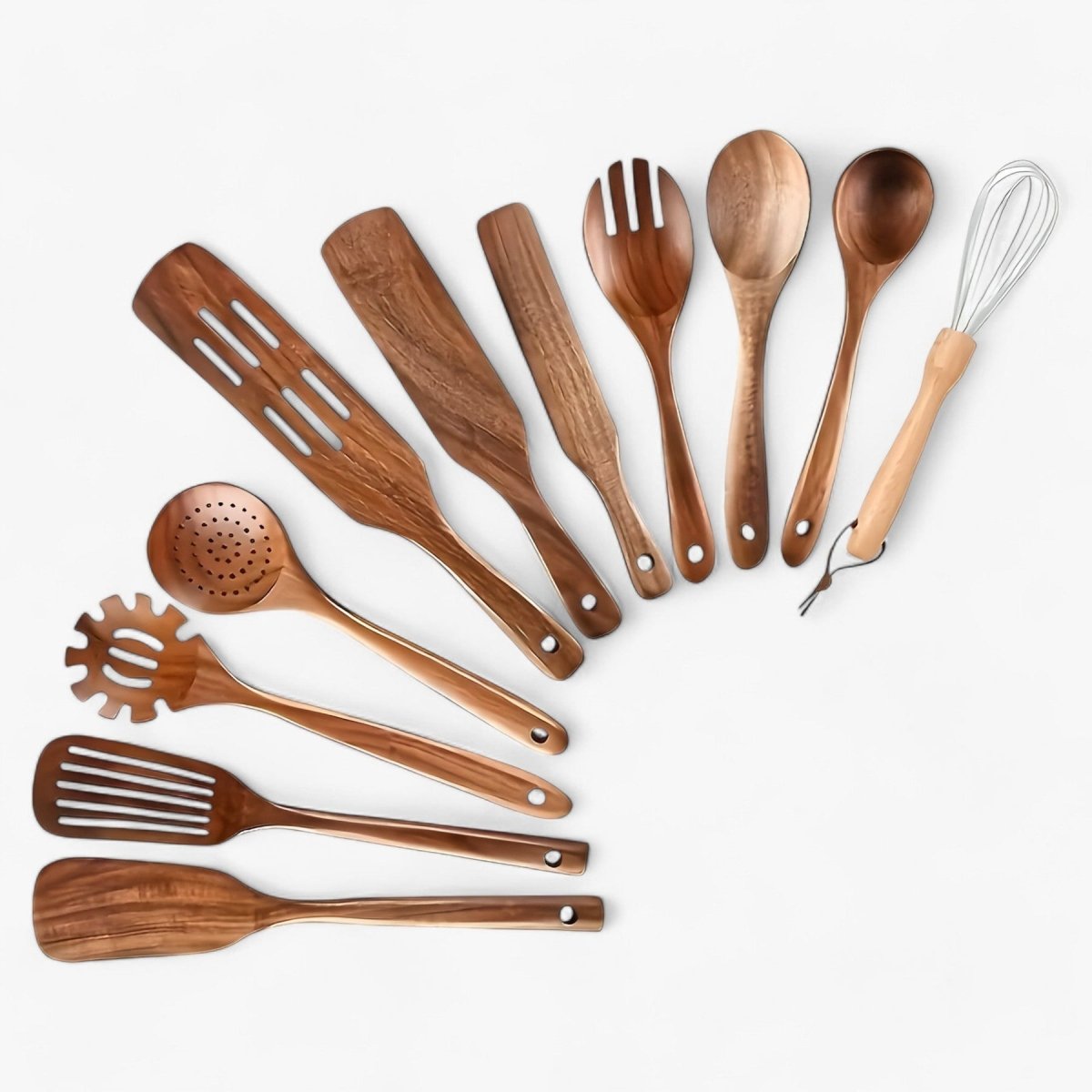 Emeja | 11-delige Hittebestendige Houten Keuken Gereedschap Set - WoodChef