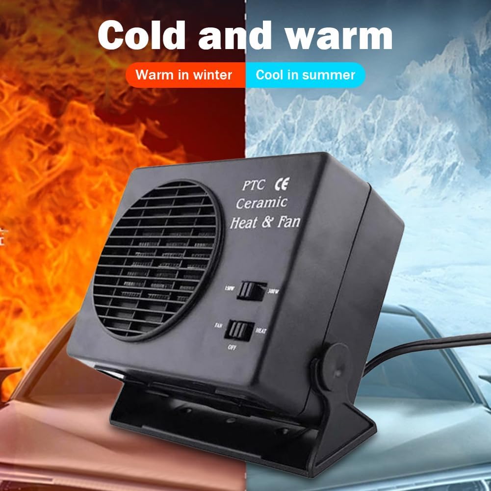 Emeja | 12V Keramische Auto Verwarming | 150W-300W Draagbare Ventilator met Automatische Thermostaat voor Wintergebruik in Voertuigen