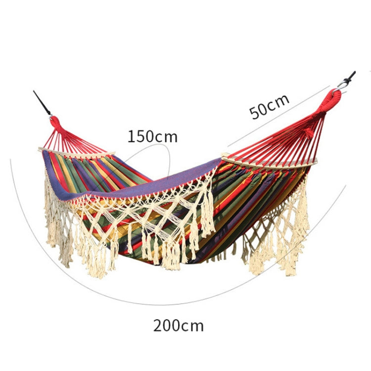 Emeja | 200x150cm Dubbele Buiten Camping Fringe Canvas Hangmat met Paal (Wit)