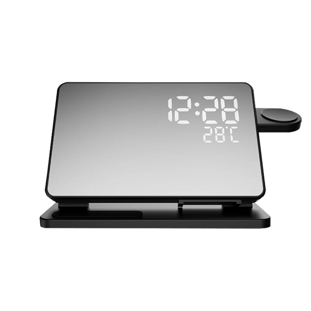 Emeja | 3-in-1 Snellader Station | Premium Draadloze Snellader Docking Station met Alarmklok | voor Apple iPhone, Watch & AirPods