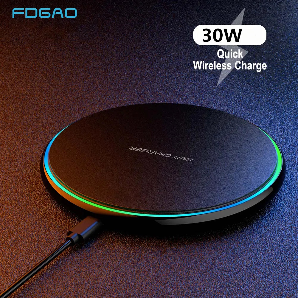Emeja | 30W Snelle Draadloze Oplaadpad | Premium USB C Oplaadkabel MagSafe Lader voor Apple iPhone, Samsung & Android - Snelle Draadloze Oplaadpad