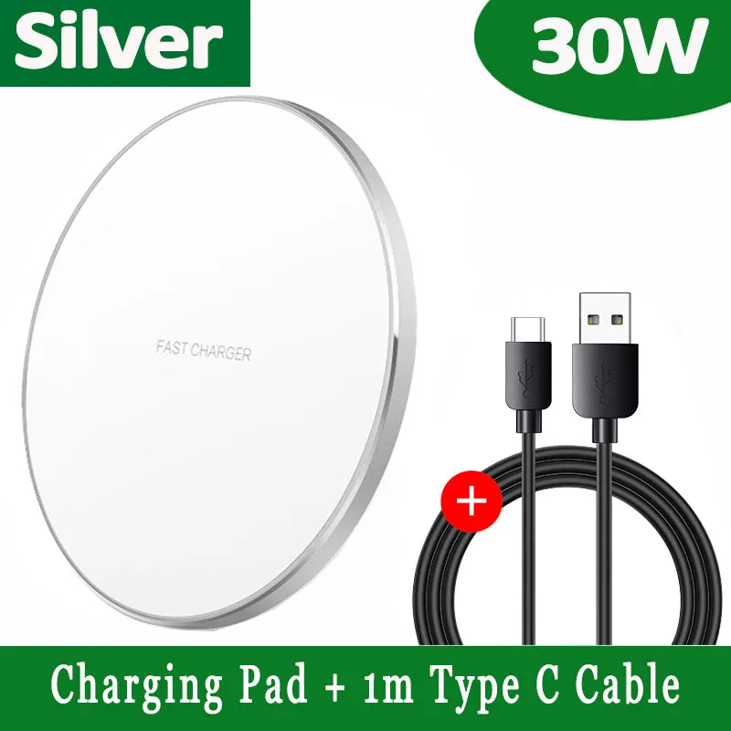 Emeja | 30W Snelle Draadloze Oplaadpad | Premium USB C Oplaadkabel MagSafe Lader voor Apple iPhone, Samsung & Android - Snelle Draadloze Oplaadpad