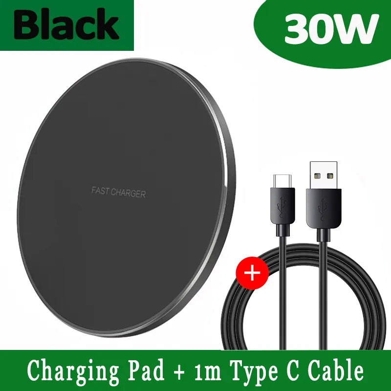 Emeja | 30W Snelle Draadloze Oplaadpad | Premium USB C Oplaadkabel MagSafe Lader voor Apple iPhone, Samsung & Android - Snelle Draadloze Oplaadpad
