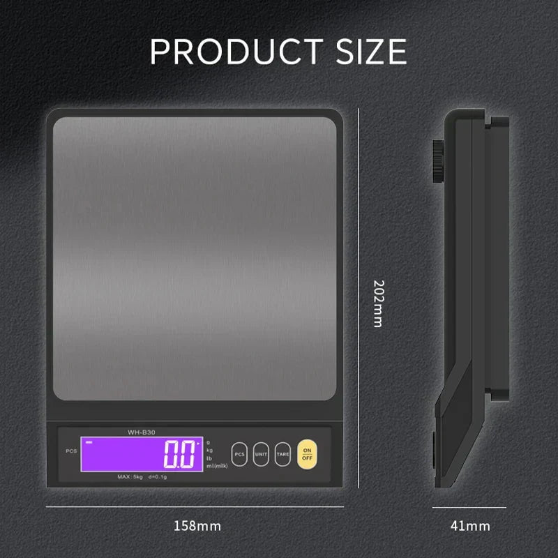 Emeja | 5 kg/0.1 g en 10 kg/1 g digitale elektronische keukenweegschaal, LCD-scherm, volledig waterdicht roestvrijstalen gereedschap voor bakken