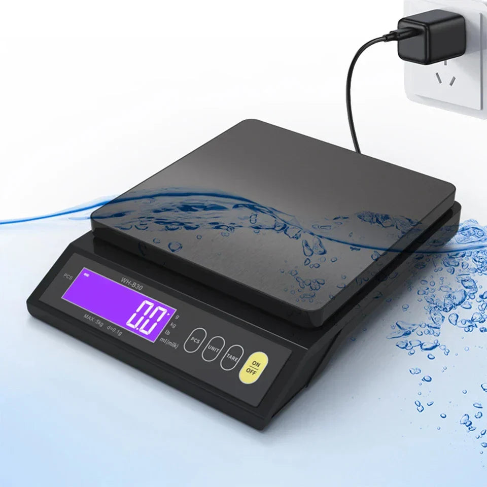 Emeja | 5 kg/0.1 g en 10 kg/1 g digitale elektronische keukenweegschaal, LCD-scherm, volledig waterdicht roestvrijstalen gereedschap voor bakken